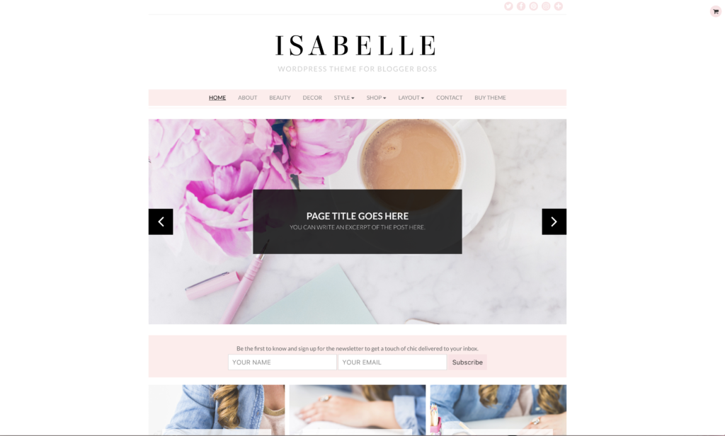 Isabelle by BlueChic - The Top WordPress Themes for Bloggers & Creatives - copyuncorked.com
