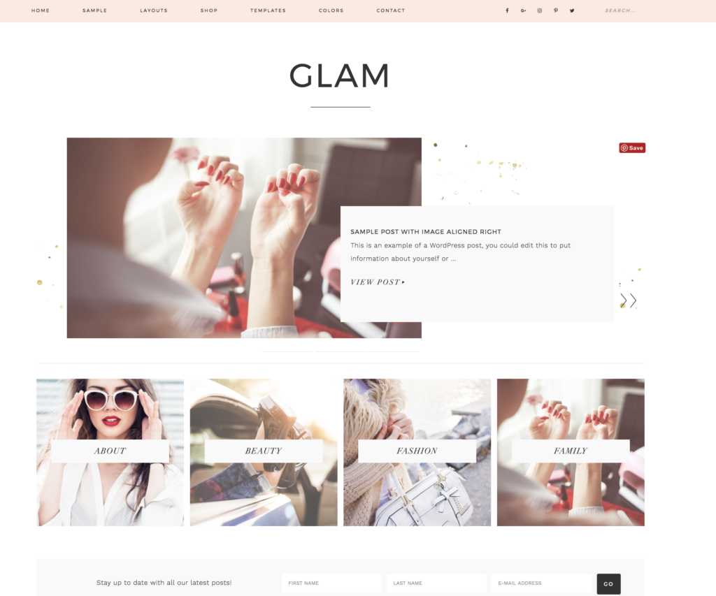Glam Theme - Top Minimal WordPress Themes - copyuncorked.com